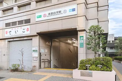 an entrance to a building with a garage at M's GARDEN KIYOSUMI in Tokyo