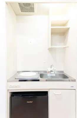 a kitchen with a sink and a dishwasher at Hotel SHINJYUKU in Tokyo