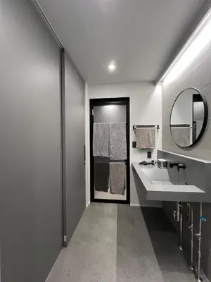 a bathroom with a sink and a mirror at Koenji Designer house 50m2, 5min to Shinjuku in Tokyo
