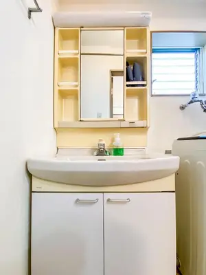 a bathroom with a sink and a mirror at \u6e0b\u8c37\u897f\u5ddd\u30d3\u30eb in Tokyo