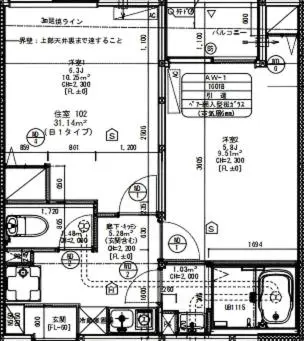 a floor plan of a house with some drawings at louis stage \u897f\u30f6\u539f 102\u5ba4 in Tokyo
