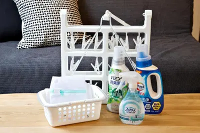 a table with toothbrushes and cleaning products on it at FelizLife \u5357\u99ac\u8fbc 201 in Tokyo