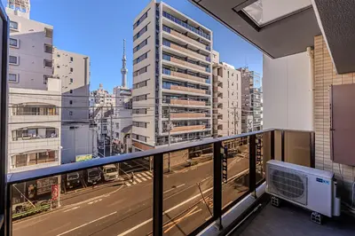 a balcony with a view of a city at Mi-Hotel Asakusa Senso-ji in Tokyo