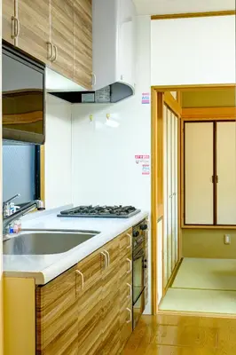 a kitchen with a sink and a stove at F-City \u4e2d\u845b\u897f iii in Tokyo