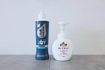 two bottles of detergent sitting next to each other at WhiteCourt206 in Tokyo