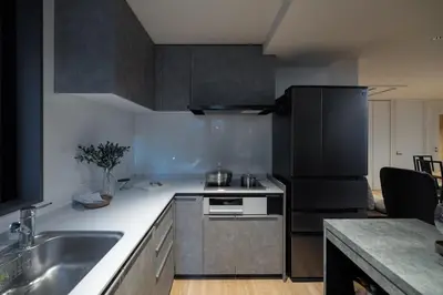 a kitchen with a sink and a stove top oven at F&F OMOTESANDO Designer 6LDK near Harajuku&Shibuya in Tokyo