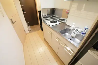a small kitchen with a sink and a stove at Sakura Court Ebisu 203 in Tokyo