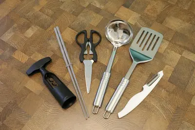 a group of kitchen utensils sitting on a table at Sakura Court Ebisu 501 in Tokyo