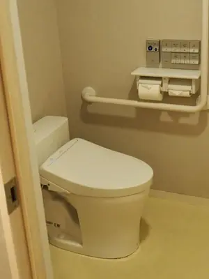 a bathroom with a toilet and two rolls of toilet paper at Phoenix Inn in Tokyo