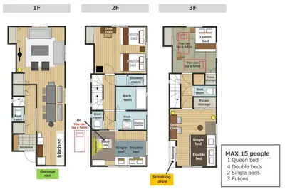 a plan and elevation of aominium building at HOTEL NESTA OSHIAGE Two in Tokyo