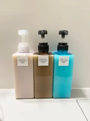 three bottles ofodorizers sitting next to each other at #6 WiFi無料&新宿5分! 清潔 安全 お洒落な部屋! in Tokyo