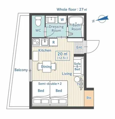 a floor plan of a small house at Jeminith Ikebukuro Tokyo in Tokyo