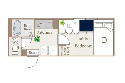 a vector drawing of a floor plan of a house at Grado Horikiri in Tokyo