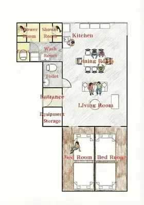 a floor plan of a living room with furniture at 52 House Shimbashi in Tokyo
