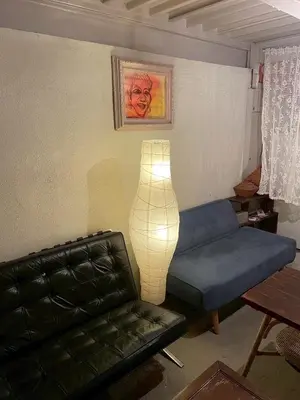 a living room with a couch and a lamp at Runbull House in Tokyo