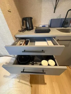 a drawer in a desk with a sink at 53 Sumire NEW OPEN 3 minutes from Ayase Station East ExitModern Students welcome Private room rental 20 minutes to Ueno and Asakusa in Tokyo