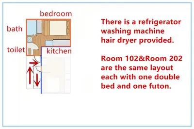 a floor plan of a house with a bathroom and a kitchen at 5 Min to Ikebukuro by Tobu Tojo Line I Oyama Private Suites in Tokyo