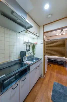 a kitchen with a sink and a counter top at Setagaya Quiet Residential Apartment201 in Tokyo