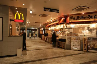 a mcdonalds restaurant with people walking in the aisle at INA HOUSE Koiwa 102 in Tokyo