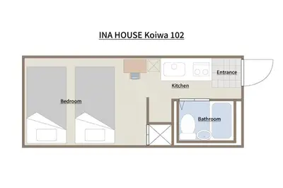 a plan of a house showing the floor plan at INA HOUSE Koiwa 102 in Tokyo