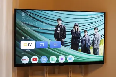 a flat screen tv hanging on a wall at \u8c4a\u6d32\u671d\u51ea\u306e\u5bbf in Tokyo