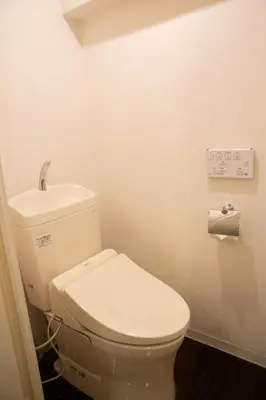 a bathroom with a white toilet and a sink at NIYS apartments 74type in Tokyo