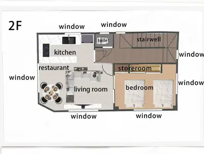 a floor plan of a room with vocabulary at 8min to Keisei Hikifune Entire House Sleeps12 in Tokyo