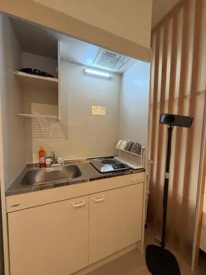 a small kitchen with a sink and a stove at \u4e0b\u753a\u65b0\u5c0f\u5ca9\u7f8e\u5e78\u30cf\u30a6\u30b9101 in Tokyo