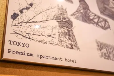 a framed picture of the eiffel tower at Premium Apartment Hotel Tokyo Shinjuku in Tokyo