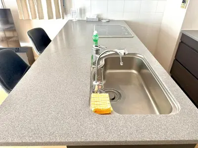 a kitchen sink with a cleaning sponge sitting next to it at SELENTE-S6 - Tokyo Tower 2BR - Central Tokyo in Tokyo