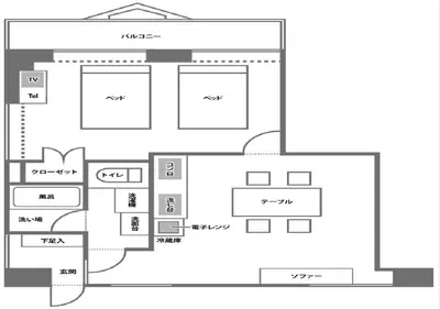 a floor plan of a house at Shinjuku Urban Hotel in Tokyo