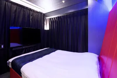 a bedroom with a bed and a flat screen tv at HOTEL THE HOTEL SHINJUKU (Adult Only) in Tokyo