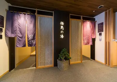 a hallway with doors and a potted plant at Dormy Inn Premium Tokyo Kodenmacho in Tokyo