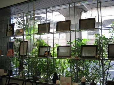 a room with a bunch of windows with plants at Nishishinjuku Green Hotel in Tokyo