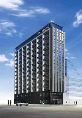 a rendering of a hotel building with a car in front at Keio Presso Inn Tokyo Station Yaesu in Tokyo