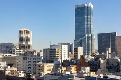 a view of a city with tall buildings at Hotel Rose Garden Shinjuku in Tokyo