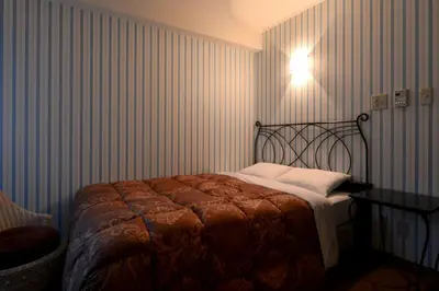 a bedroom with a bed and a light on the wall at Sakura Fleur Aoyama in Tokyo