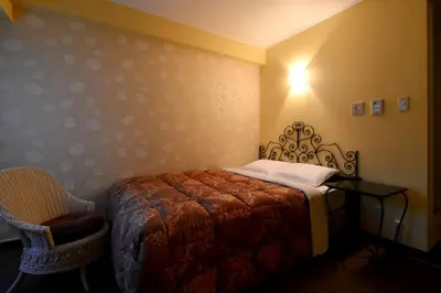 a bedroom with a bed and a table and a chair at Sakura Fleur Aoyama in Tokyo