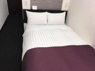 a large bed in a small room at Ueno Urban Hotel in Tokyo