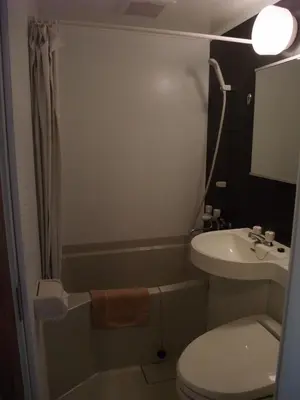 a small bathroom with a toilet and a sink at Ochanomizu Hotel Shoryukan in Tokyo