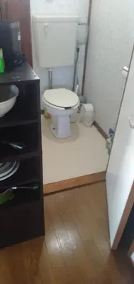 a bathroom with a white toilet in a room at Tama Ryokan in Tokyo