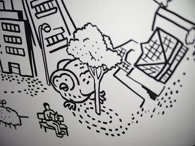 a drawing of a person and a tree at KOKO HOTEL Ikebukuro East - formerly Hotel Wing International Ikebukuro in Tokyo