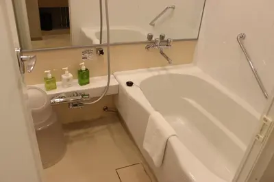 a bathroom with a bath tub and a toilet at Hotel Ryumeikan Tokyo in Tokyo