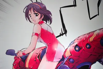 a drawing of a girl on a motorcycle at EN Hotel Shibuya in Tokyo