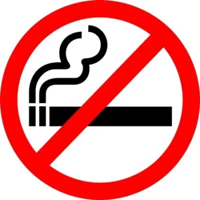 a no smoking sign isolated on a white background at Hotel Marutani in Tokyo