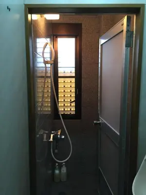 a shower in a bathroom with a hose at Asakusa Hotel Fukudaya in Tokyo