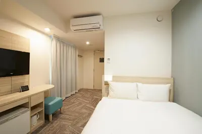 a hotel room with a bed and a television at Sotetsu Fresa Inn Ueno-Okachimachi in Tokyo