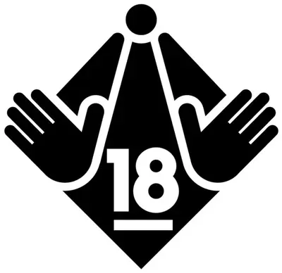 a black and white sign with two hands at Hotel California Kaminarimon (Adult Only) in Tokyo