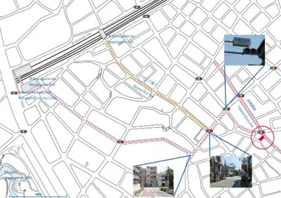 a map of a city with a red dot at URBAN LODGE Komagome in Tokyo