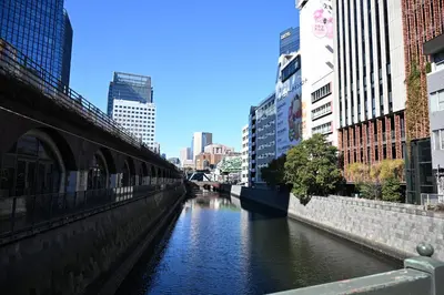a river in the middle of a city with buildings at Tosei Hotel Cocone Kanda in Tokyo